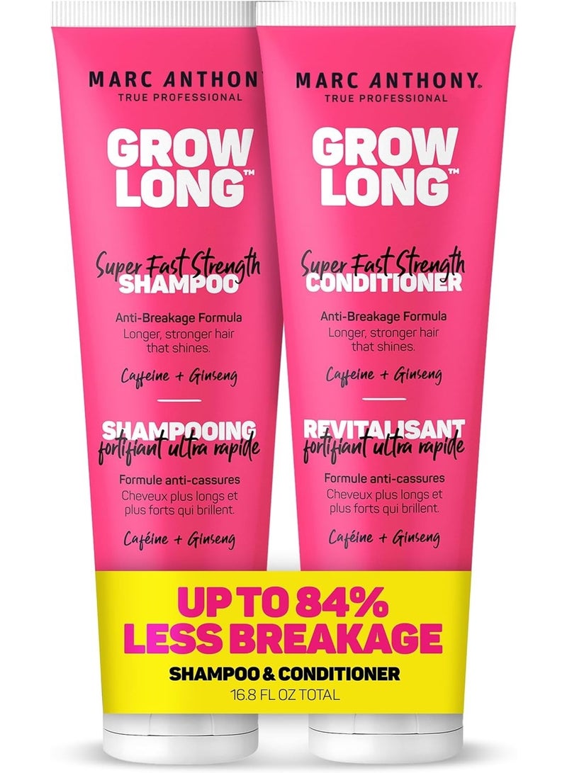 مارك أنتوني مجموعة هدايا شامبو وبلسم، بيوتين لنمو الشعر - بلسم عميق مضاد للتجعد للأطراف المتقصفة والتكسر - فيتامين هـ، كافيين وجينسنغ للشعر المجعد والجاف والتالف - Image 1