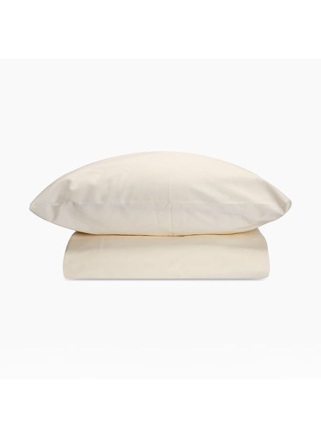 Amreya Linens Bed Sheets Sets Plain Fitted Bedsheet Set (160×200*25) Double 5 pieces Includes 1 Fitted Sheet and 4 Pillowcases color cream size 50*70 - Image 1