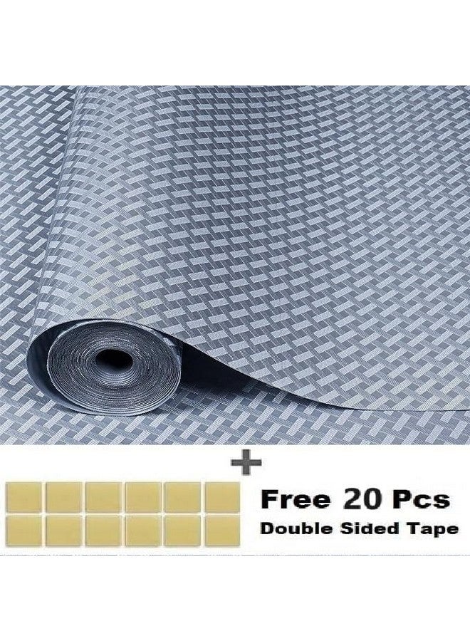 GripEasy 45 cm X 4 m Metallic Grey Food Grade EVA Multipurpose Shelf Liners mat roll for Kitchen Drawer, Shelf mat,cupboad mat, Dinning mat, almirah Shelf (Check Texture Metallic Grey) - Image 2