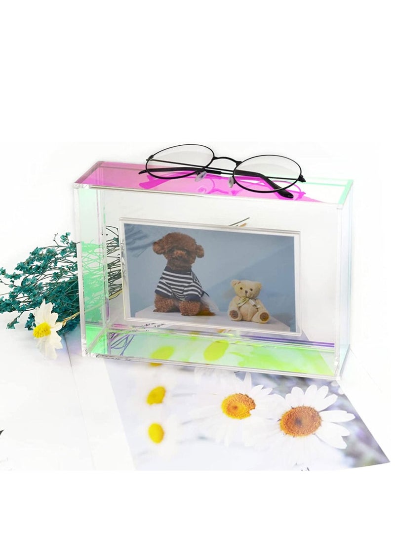 Excefore Acrylic Photo Frame 22 x 17 cm (8.7 x 6.7 inch), Double Sided Picture Frame with Magnetic, Clear Frameless Desktop Photo Block  - Image 3