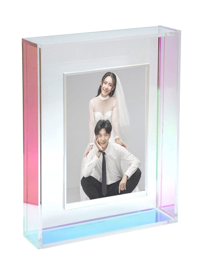 Excefore Acrylic Photo Frame 22 x 17 cm (8.7 x 6.7 inch), Double Sided Picture Frame with Magnetic, Clear Frameless Desktop Photo Block  - Image 1