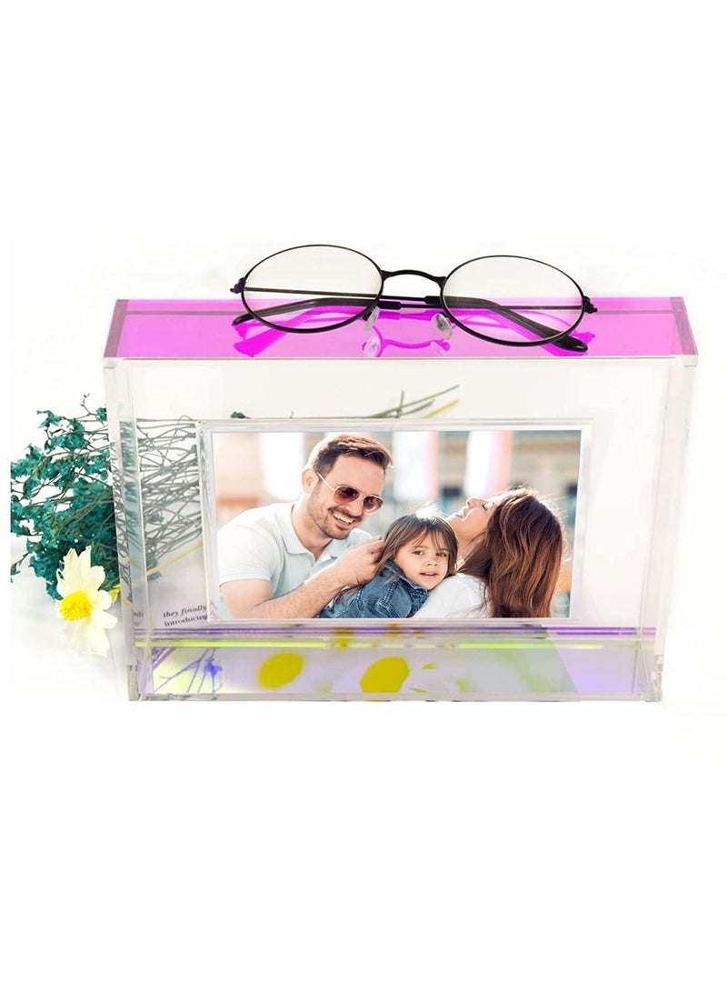 Excefore Acrylic Photo Frame 22 x 17 cm (8.7 x 6.7 inch), Double Sided Picture Frame with Magnetic, Clear Frameless Desktop Photo Block  - Image 2