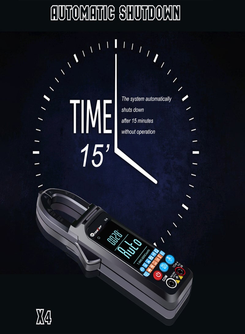 Handheld Portable Clamp Meter Color LCD Large Screen Clamp Meter 6000 Counts NCV AC Voltage Current Continuity Resistance Diode Frequency Capacitance Temperature Live Detection Multi-function Clamp Meter with Flashlight - Image 2