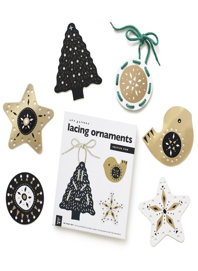 Wee Gallery Holiday Lacing Cards, Sewing Board and Travel Game for Toddlers and Preschoolers, Fine Motor Skills Toy, Montessori-Inspired Educational Kids Craft Activity for Ages 3+ - Image 1