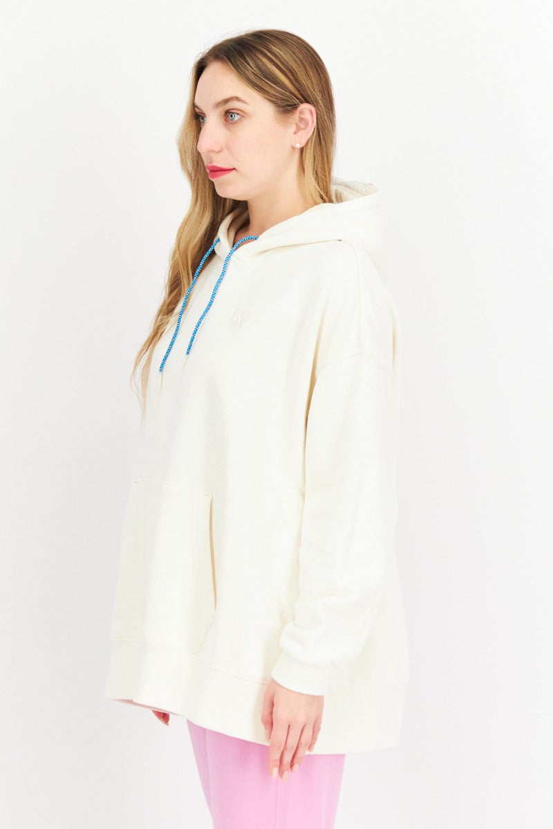 PUMA ملابس رياضية نسائية بأكمام طويلة وقبعة، خارجية، كريمي - Image 2