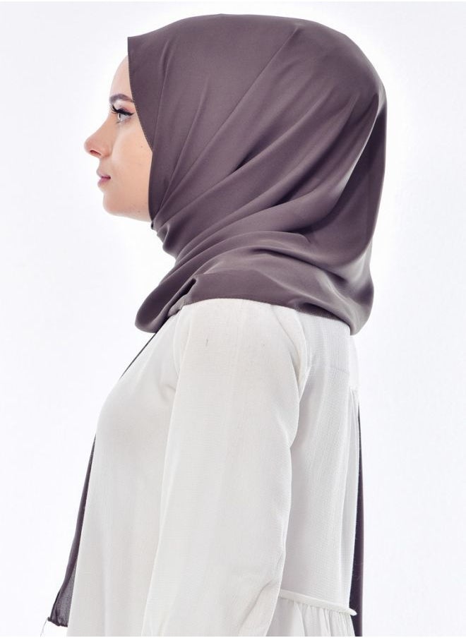 ماركة غير محددة - وشاح كريب شيفون طويل - لون رمادي غامق - Image 1