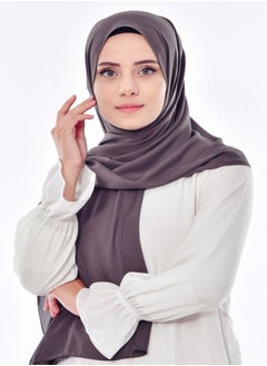 وشاح كريب شيفون طويل - لون رمادي غامق