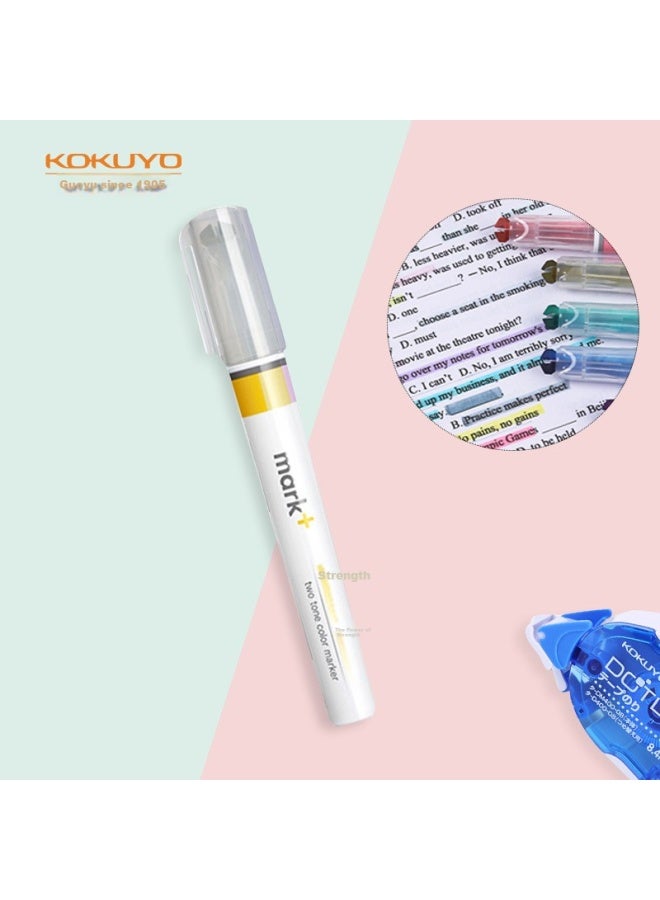كوكويو Kokuyo Imported Mark+ Limited Edition قلم تمييز مزدوج الرأس، قلم تحديد رئيسي للامتحانات، أصفر، 1 عبوة، Pm-mt100y - Image 1