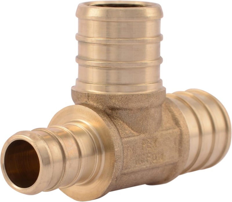 SharkBite Diverse purchase options 3/4 Inch x 1/2 Inch x 3/4 Inch Crimp Reducing Tee, Brass Plumbing Fitting, PEX Pipe, PE-RT, UC444LFA Efficiency boosted construction - Image 1