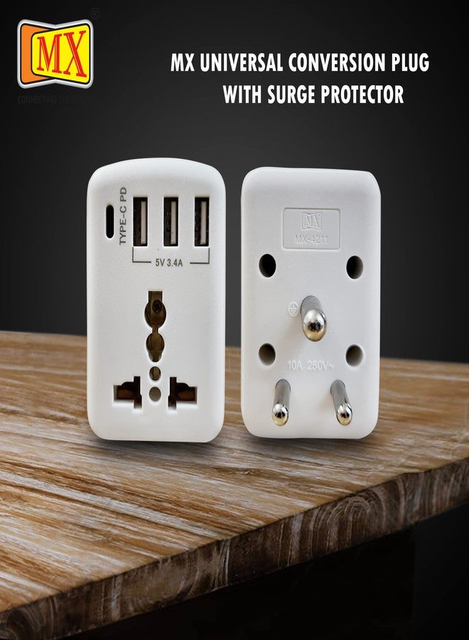 MX 5A to 15A Converter Plug | 3-Pin Universal Adapter | Heavy-Duty Power Converter Socket | Universal Socket Plug (MX-4211, Pack of 2) - Image 3