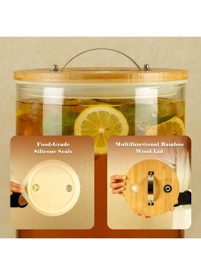 موزع مشروبات، موزع مشروبات زجاجي سعة 5 لتر مع حامل، موزع مشروبات للحفلات، موزع مشروبات مع حامل، صنبور من الفولاذ المقاوم للصدأ 304، موزع مشروبات ساخنة - Image 3