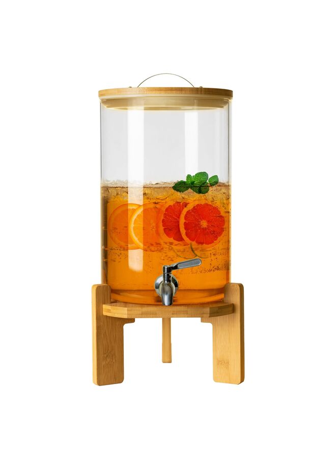 موزع مشروبات، موزع مشروبات زجاجي سعة 5 لتر مع حامل، موزع مشروبات للحفلات، موزع مشروبات مع حامل، صنبور من الفولاذ المقاوم للصدأ 304، موزع مشروبات ساخنة - Image 1