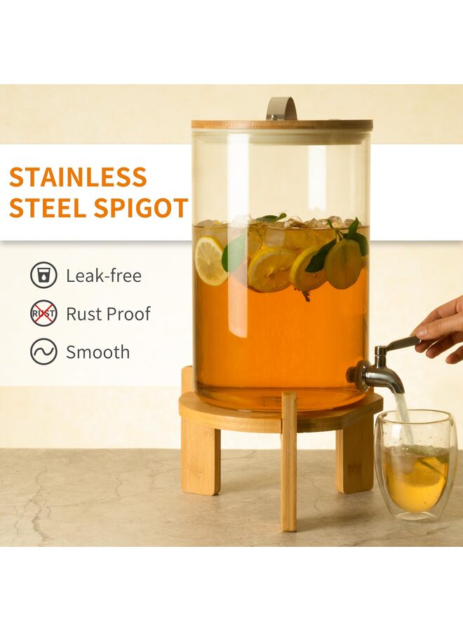 موزع مشروبات، موزع مشروبات زجاجي سعة 5 لتر مع حامل، موزع مشروبات للحفلات، موزع مشروبات مع حامل، صنبور من الفولاذ المقاوم للصدأ 304، موزع مشروبات ساخنة - Image 2