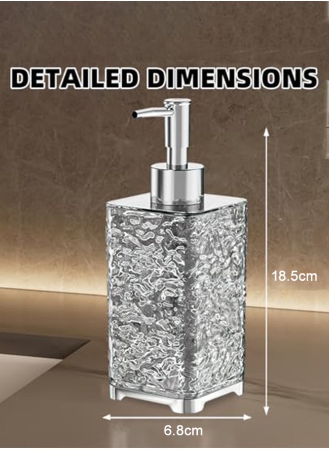 فاصولا موزع صابون سائل قابل لإعادة التعبئة، 400 مل عبوة سفر بمضخة، موزع لوشن بتصميم تموجات مائية فاخر، علبة شامبو مانعة للتسرب للحمام والمطبخ، زجاجة صابون أنيقة لهدايا تنظيم المنزل، عبوات مستحضرات تجميل متينة للفنادق (رمادي) - Image 2