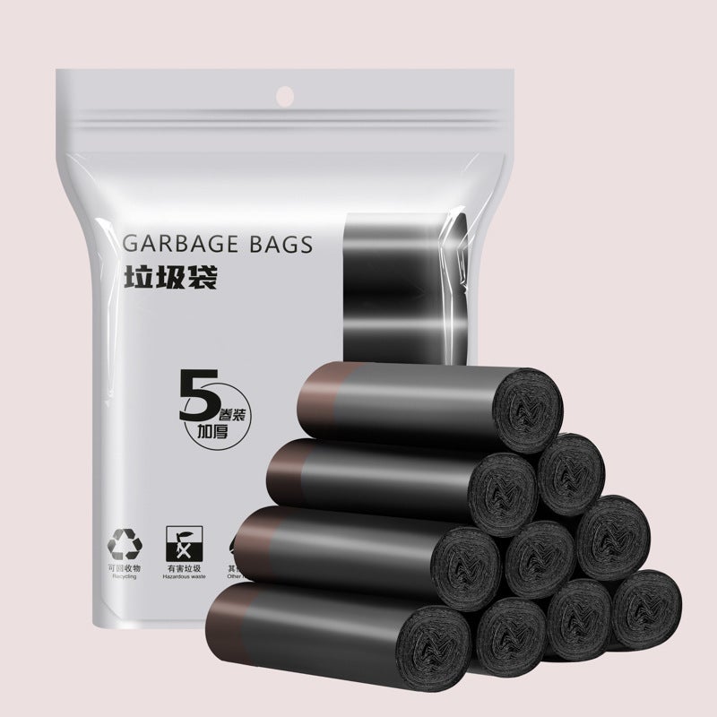 Garbage Bag New Color Black Household Thickened Flat Vest Drawstring Garbage Bag - Image 1