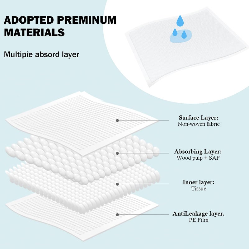 Sundee Baby Disposable Changing Pad, 100 Pack Soft Non-Woven Fabric Breathable Waterproof Underpads, Portable Leak-Proof Mattress Protector, Incontinence Bed Pads - Image 3