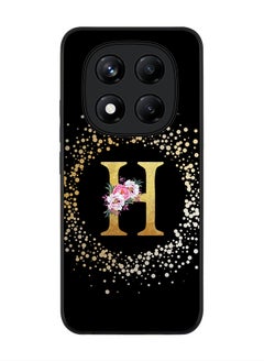 Stylizedd For Xiaomi Redmi Note 14 Pro 4G 4G Case,Slim fit Camera Protection, Shockproof Thin Phone cover  - Custom Monogram Floral - H ( Black )  - Image 1