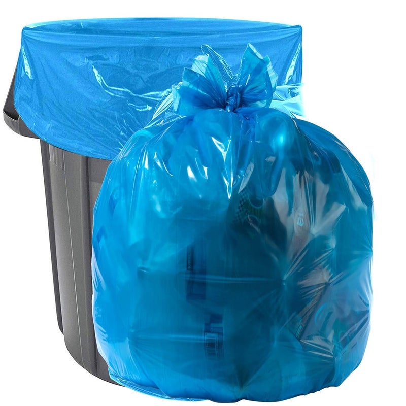 Aluf Plastics 4045 Gallon 12 Equivalent MIL Blue Trash Garbage Recycling Bags 33 x 46 Pack of 100 For Industrial Home Contractor