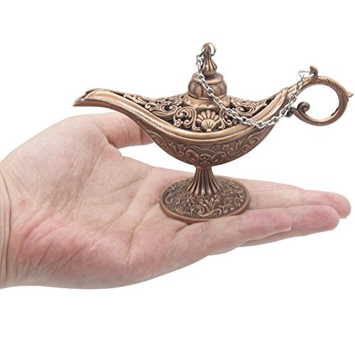AVESON Classic Vintage Hollow Magic Genie Light Costume Lamp Home Table Decoration & Gift, Small (4.7"x1.7"x2.9"), Copper - Image 3