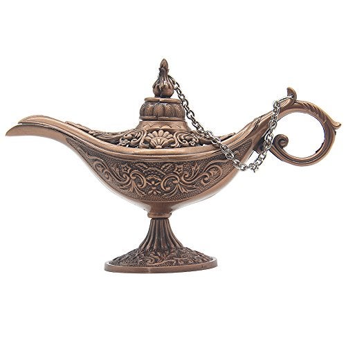 AVESON Classic Vintage Hollow Magic Genie Light Costume Lamp Home Table Decoration & Gift, Small (4.7"x1.7"x2.9"), Copper - Image 1