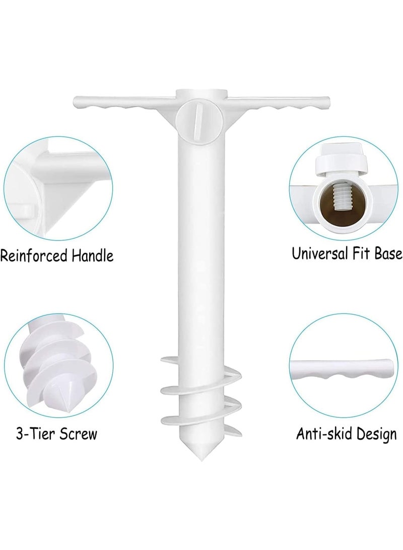 Heavy Duty Beach Umbrella Sand Anchor with Hook, Screw-In Ground Holder Stand for Strong Winds, Fits All Umbrella Sizes, Ideal for Beach, Garden, Picnic, Patio, Camping – White - Image 2