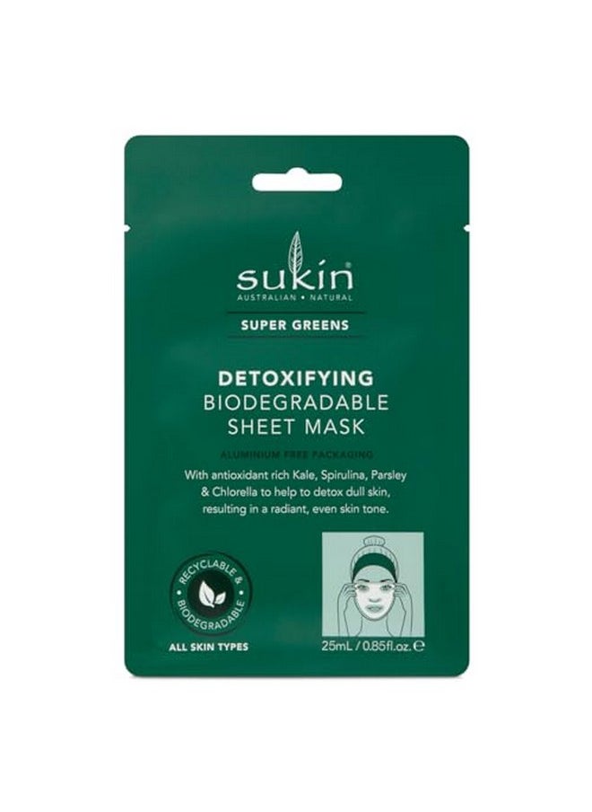 Sukin - Super Greens Detoxifying Sheet Mask Sachet (Pack Of 8) - Image 1