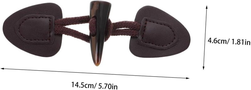 Flat working surface NUOBESTY 4 Sets of Brown Resin and Artificial Leather Toggle Buttons with Cotton Rope, Quick and Secure Fastening Closure Buttons for Sweaters, Coats, and Daily Wear with Classic Elegant Affordable purchase options - Image 2