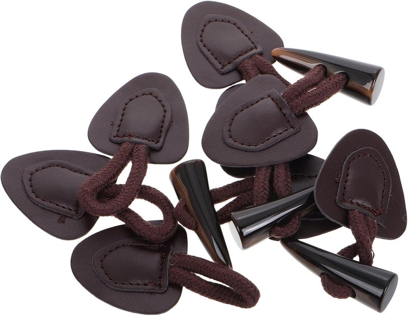 Flat working surface NUOBESTY 4 Sets of Brown Resin and Artificial Leather Toggle Buttons with Cotton Rope, Quick and Secure Fastening Closure Buttons for Sweaters, Coats, and Daily Wear with Classic Elegant Affordable purchase options - Image 1