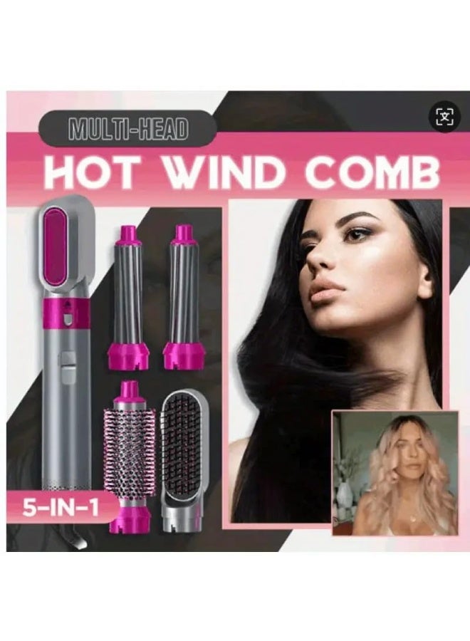 أكاليكس مجموعة مجفف الشعر ومكثف الشعر الدوارة 5 في 1 - فرشاة هواء ساخن متعددة الوظائف مع ملحقات قابلة للتبديل للتجفيف والتجعيد والفرد والتصفيف - رمادي (28 × 22 × 5 سم) - Image 2