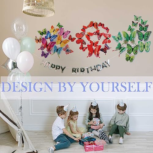 OPSEAM Butterfly Wall Decor 24/48 PCS, 3D Butterflies Stickers for Party Decorations with Magnets (Red, 24) - Image 3
