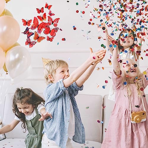 OPSEAM Butterfly Wall Decor 24/48 PCS, 3D Butterflies Stickers for Party Decorations with Magnets (Red, 24) - Image 2