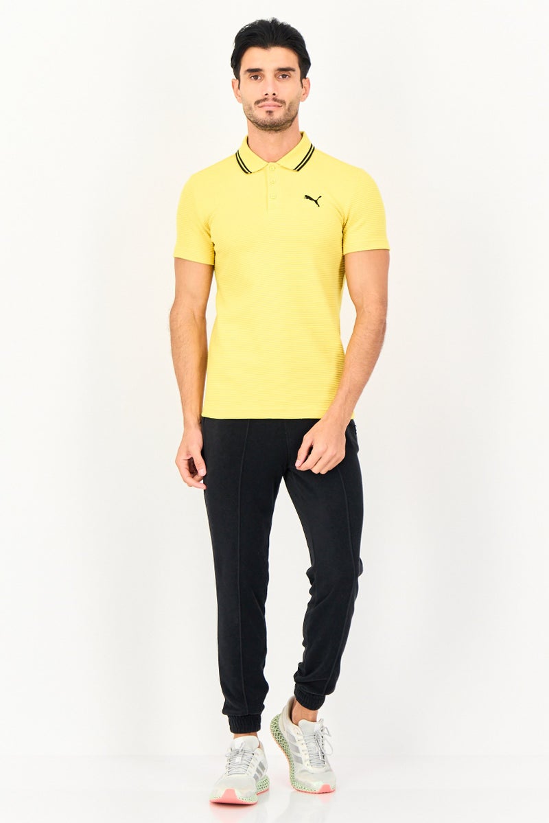 PUMA Men Sportswear Fit Embroidered Logo Short Sleeve Outdoor Polo Shirt, Yellow - Image 4