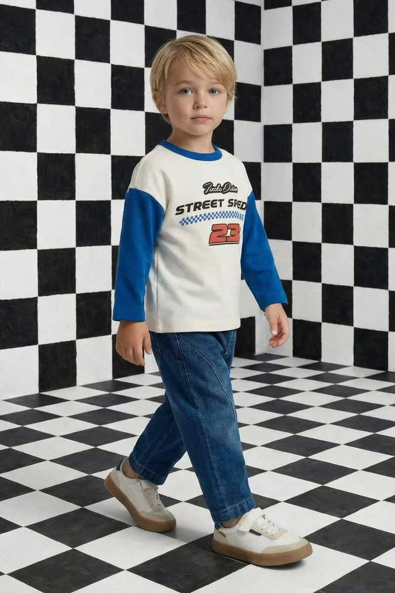 ديفاكتو Baby Boy Oversize Crew Neck Printed T-Shirt