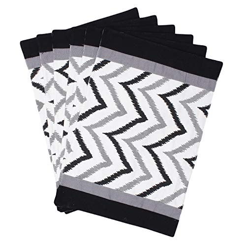 Dekor World Chevron Printed Black Cotton Table Runner with 4 Pcs Place Mat (33x120cm/33x47cm) (Pack of 5 Piece)-4 Seater Dinning & Center Table - Image 2