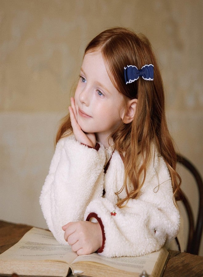 ميروكش 4 قطع من ربطات الشعر الطويلة باللون الأزرق الداكن، مزينة بشريط غروغرين بغرزة القمر، مقاس 5 و3 بوصات، مثالية للعودة إلى المدرسة، مع مشابك شعر على شكل فيونكة ومشابك شعر على شكل فيونكة، إكسسوارات لتزيين ذيل الحصان للفتيات الصغيرات والمراهقات. - Image 3