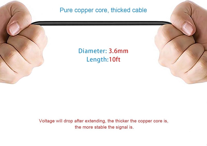 Pixelman 2.5mm Male to Female Backup Camera Extension Cable, 10ft for Dash Cam, Mirror, Rearview, Reverse Camera - Car, Pickup Truck, SUV, Van, RV, Trailer - Image 5