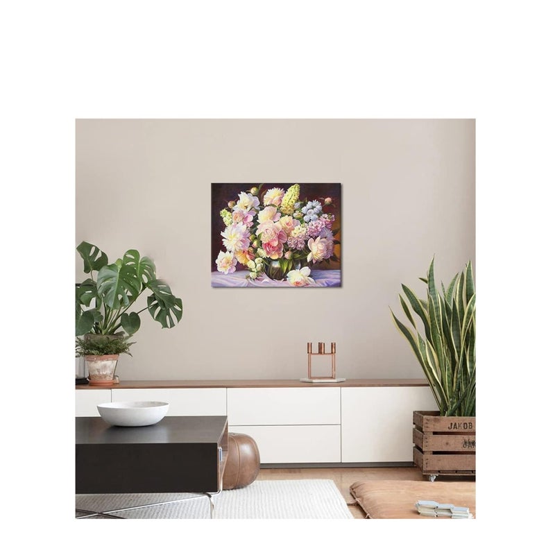 SOLARAE DIY Oil Paint Paint by Numbers Brushes Kits for Adults Beginner Kids Flowers in Vase Acrylic Painting Gifts for Home Wall Decor 16 * 20 inch (Without Frame) - Image 2