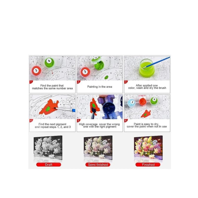 SOLARAE DIY Oil Paint Paint by Numbers Brushes Kits for Adults Beginner Kids Flowers in Vase Acrylic Painting Gifts for Home Wall Decor 16 * 20 inch (Without Frame) - Image 3