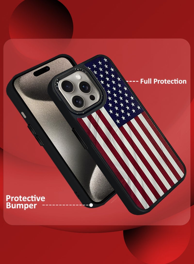 CATANES (for iPhone 15 Pro Max) Case, Hard PC Case, Shockproof Protective Case Cover / American Flag - Side Black - Image 2