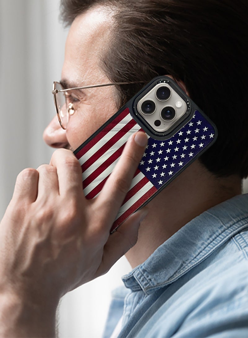 CATANES (for iPhone 15 Pro Max) Case, Hard PC Case, Shockproof Protective Case Cover / American Flag - Side Black - Image 5