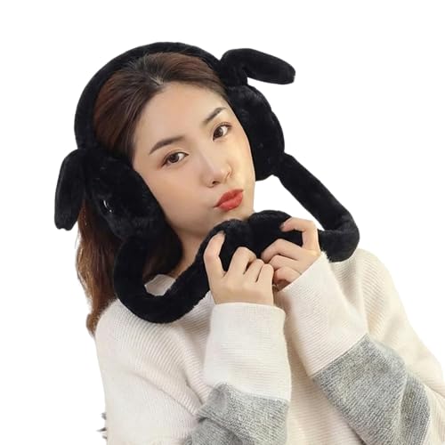 RR DESIGN Earmuffs Cute Plush Animal Ear Warmers for Women & Girls | Fluffy Furry Ear Muffs for Winter | Fluffy Furry Ear Muffs | Adorable Bunny Fluffy Ear Warmers -Black - Image 1