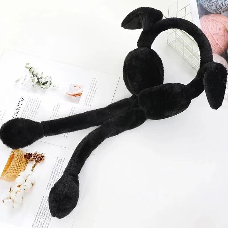 RR DESIGN Earmuffs Cute Plush Animal Ear Warmers for Women & Girls | Fluffy Furry Ear Muffs for Winter | Fluffy Furry Ear Muffs | Adorable Bunny Fluffy Ear Warmers -Black - Image 2