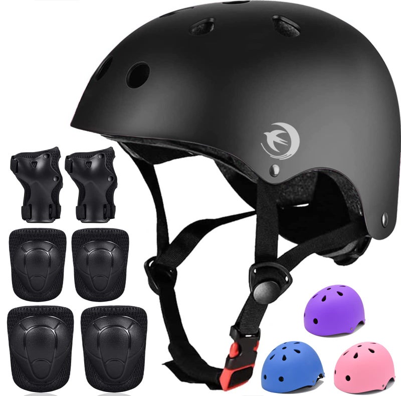 Kids Helmet Set with Knee Pads Elbow Pads Wrist GuardsAdjustable Helmet for Toddler KidsYouth314yrs Girl Boy Kids Protective Gear Set for Roller Skate Scooter Inline skatings Longboard