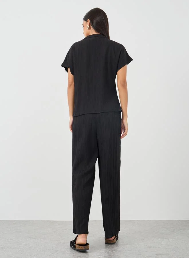 Take Two Take Two Solid Extended Sleeves Top and Wide Leg Pants Co-Ords