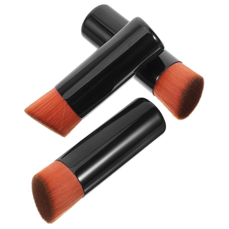 PATKAW 3pcs Foundation and Concealer Makeup Brushes Set, Soft Synthetic Bristles, Angled and Rounded Design for Face Powder and Blush, Portable Black Travel Makeup Tools - Image 1