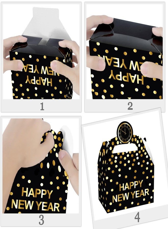 umoni New Year Party Treat Boxes Happy New Year 2026 Favor Box 12 Pieces New Year's Eve Party Supplies Black and Gold Cheers to 2026 New Years Goodies Boxes for NYE Theme Birthday Party Decor - Image 4