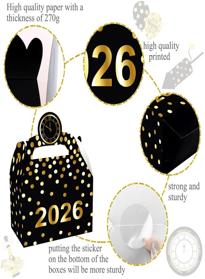 umoni New Year Party Treat Boxes Happy New Year 2026 Favor Box 12 Pieces New Year's Eve Party Supplies Black and Gold Cheers to 2026 New Years Goodies Boxes for NYE Theme Birthday Party Decor - Image 5