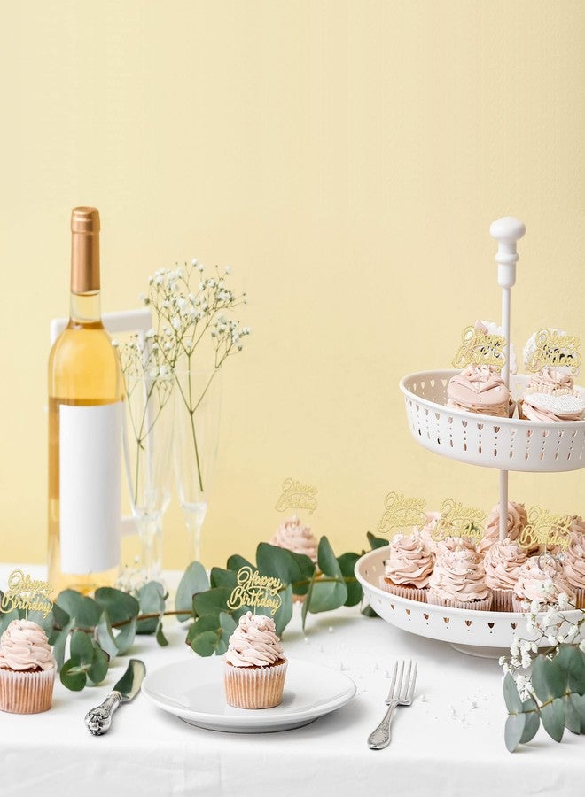 Ephlyn 24Pcs Happy Birthday Cupcake Toppers Gold Glitter Birthday Cupcake Food Picks for Celebrating Happy Birthday Party Cake Decorations Supplies - Image 4