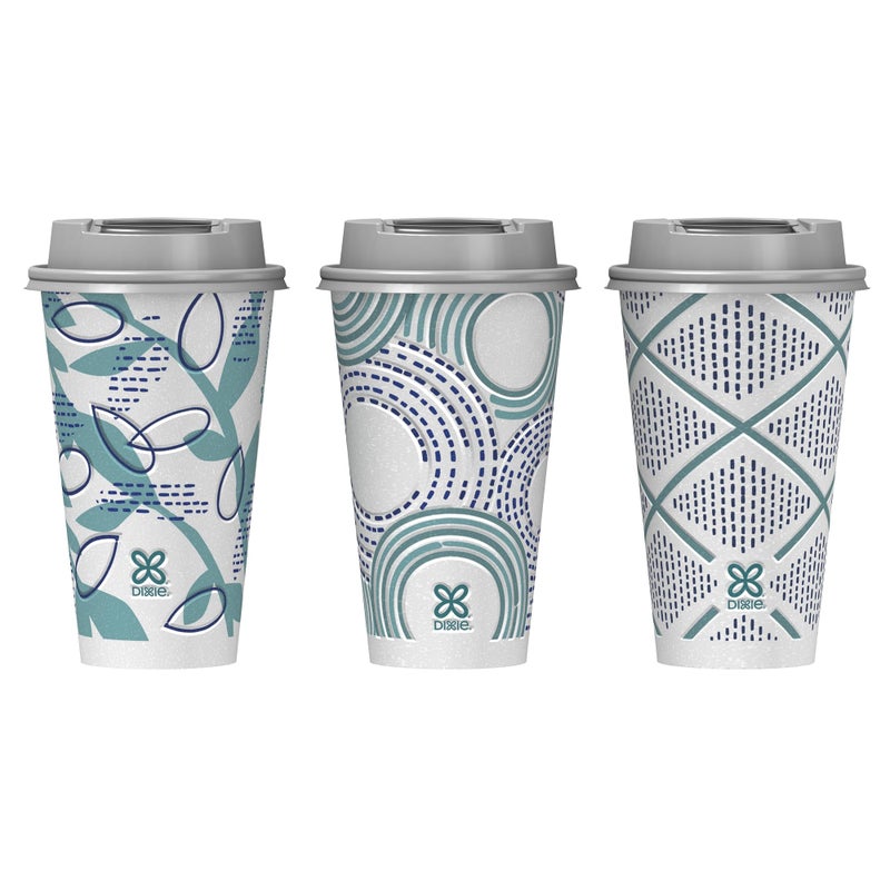 Dixie To Go Paper Coffee Cups With Lids, 16 oz, 108 Count (6 packs of 18 cups), Disposable Insulated Paper Cups for On-The-Go Hot or Cold Beverages - Image 2