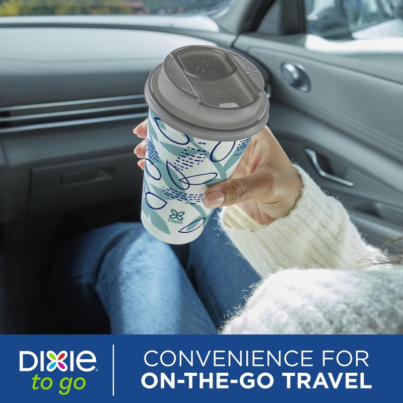 Dixie To Go Paper Coffee Cups With Lids, 16 oz, 108 Count (6 packs of 18 cups), Disposable Insulated Paper Cups for On-The-Go Hot or Cold Beverages - Image 5